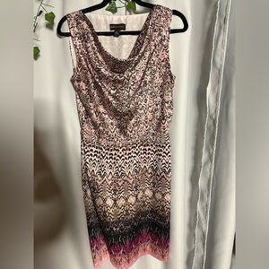 Dana Buchman Pink and Black Midi Dress